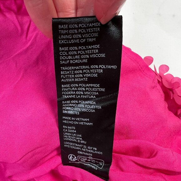Anthropologie The Somerset Mini Dress Floral Applique Edition Hot Pink Large - Picture 14 of 15